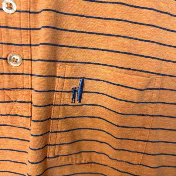 johnnie-O Men’s The Original Polo in Neese Stripe, Orange, Navy Blue, Size Small - Picture 6 of 11